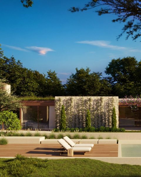 Modern outdoor retreat with poolside loungers - IB house
