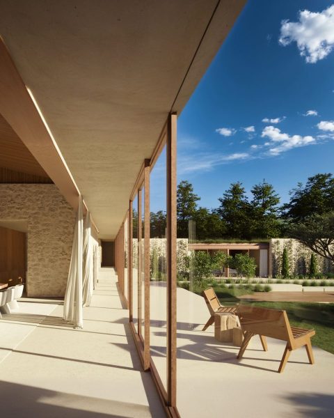 Contemporary veranda overlooking a tranquil garden - IB house