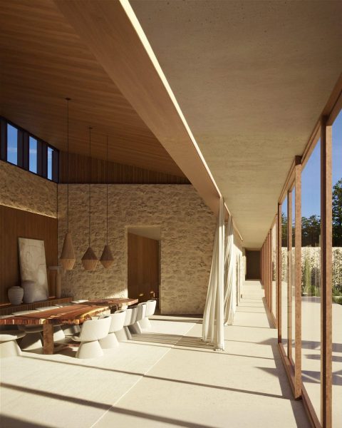 Contemporary dining room with natural light and wood finishes - IB house