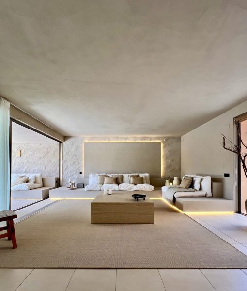 Spacious Modern Minimalist Living Room with Neutral Tones and Natural Light - Coffee/Side tables (things)