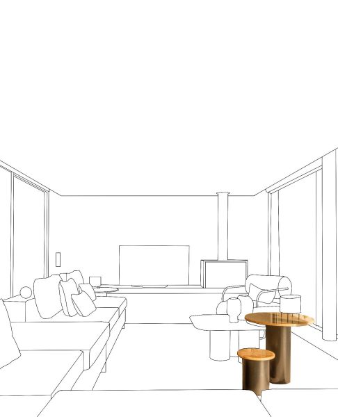 Modern Living Room Sketch with Spacious Layout and Elegant Furniture - Coffee/Side tables (things)