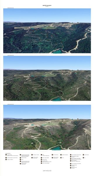 Aerial Views of Rolling Natural Landscape with Winding Paths and Water Bodies - QVVV Master Plan