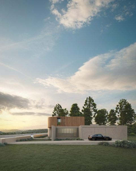 vista lateral garagem c carro